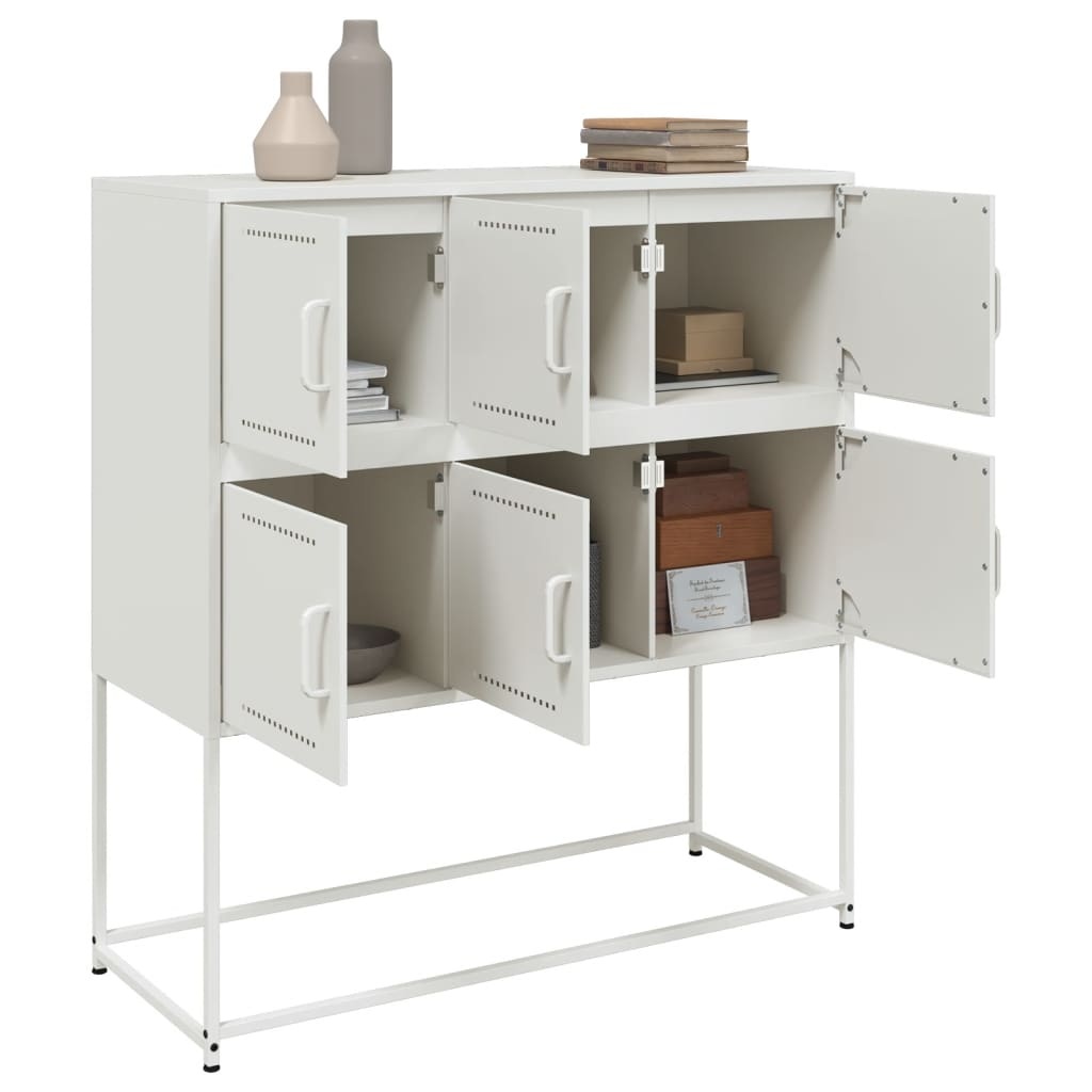 VidaXL Dressoir 100,5x39x107 cm koudgewalst staal wit