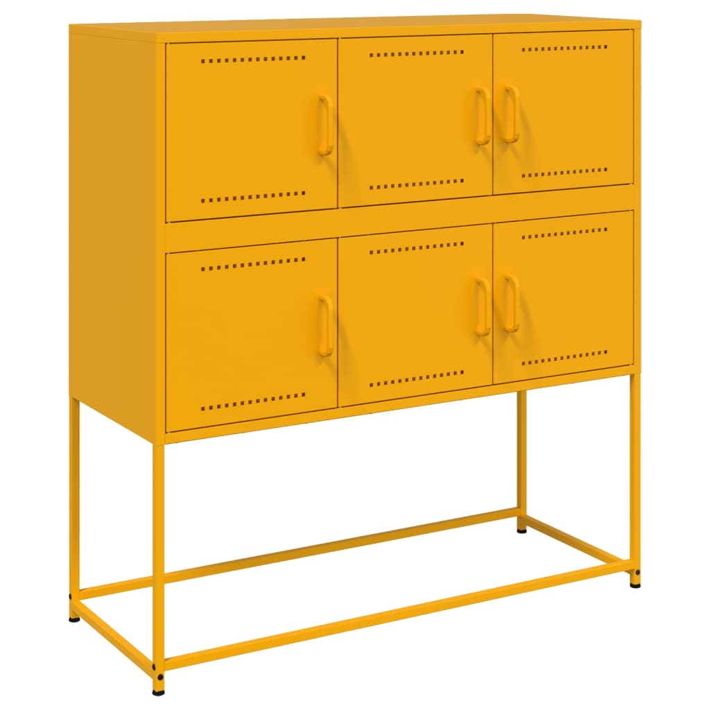 VidaXL Dressoir 100,5x39x107 cm koudgewalst staal mosterdgeel