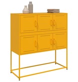 VidaXL Dressoir 100,5x39x107 cm koudgewalst staal mosterdgeel