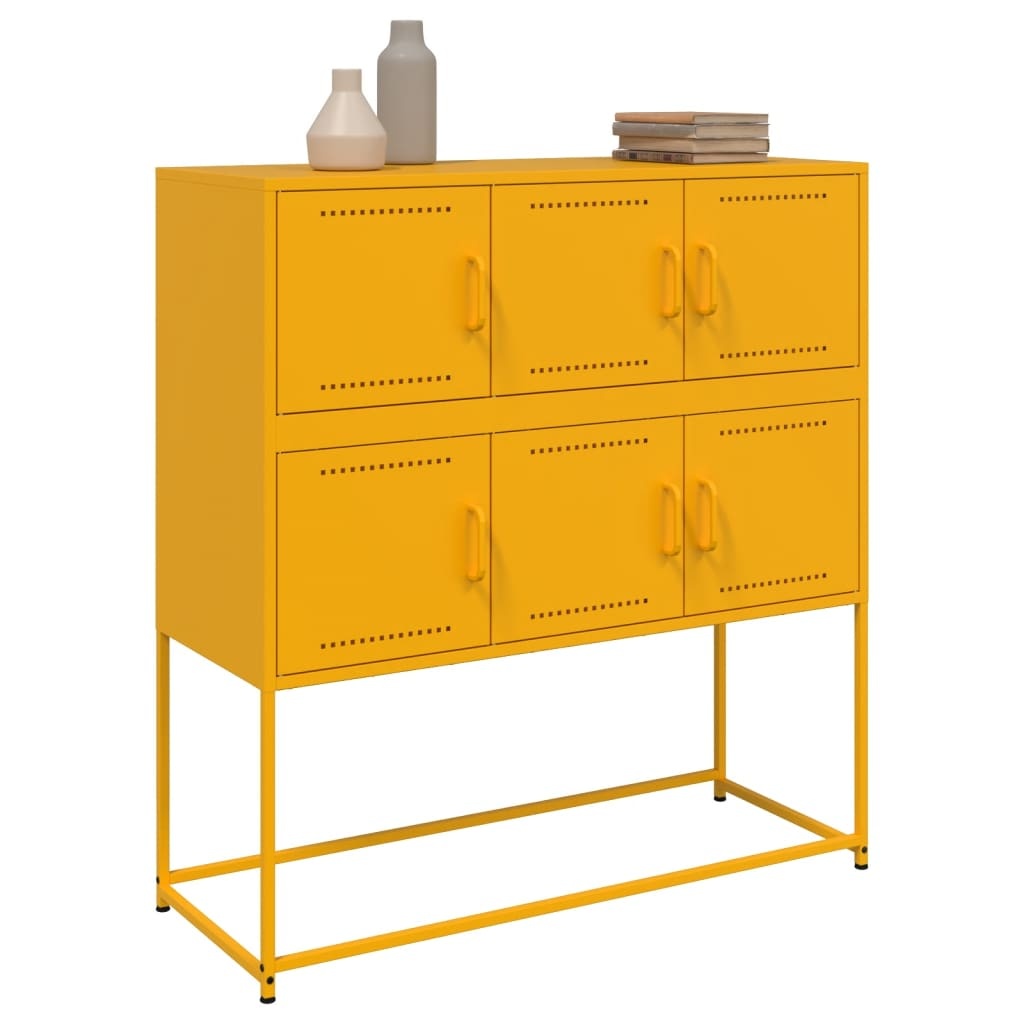 VidaXL Dressoir 100,5x39x107 cm koudgewalst staal mosterdgeel