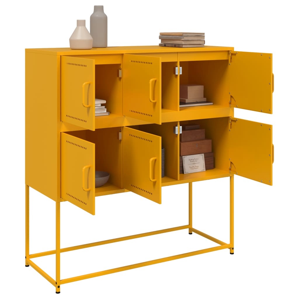 VidaXL Dressoir 100,5x39x107 cm koudgewalst staal mosterdgeel