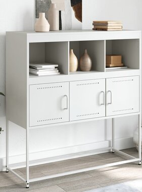 VidaXL Dressoir 100,5x39x107 cm koudgewalst staal wit