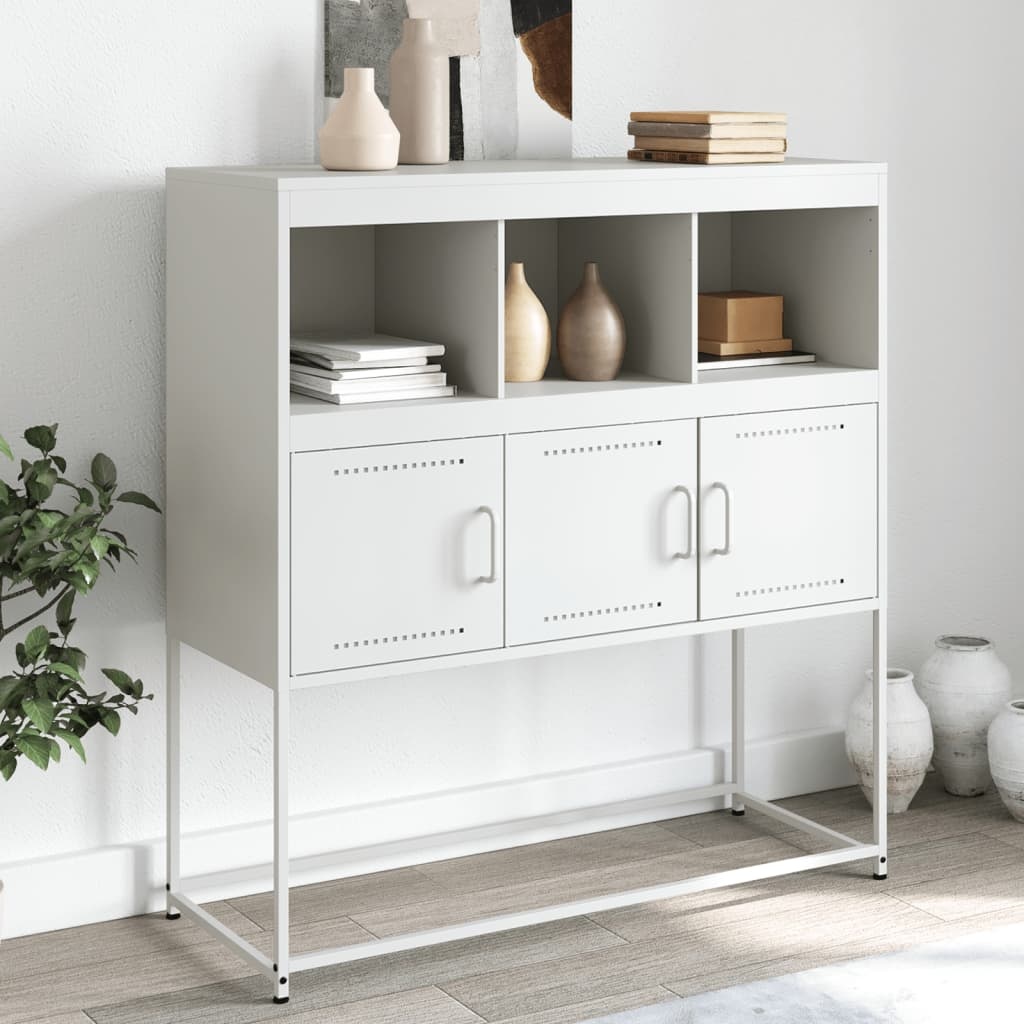 VidaXL Dressoir 100,5x39x107 cm koudgewalst staal wit
