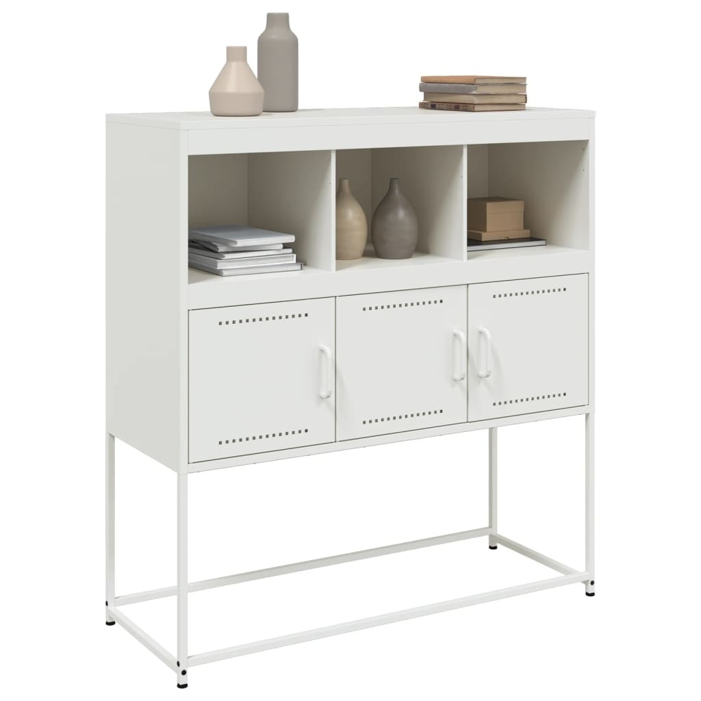 VidaXL Dressoir 100,5x39x107 cm koudgewalst staal wit