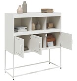 VidaXL Dressoir 100,5x39x107 cm koudgewalst staal wit
