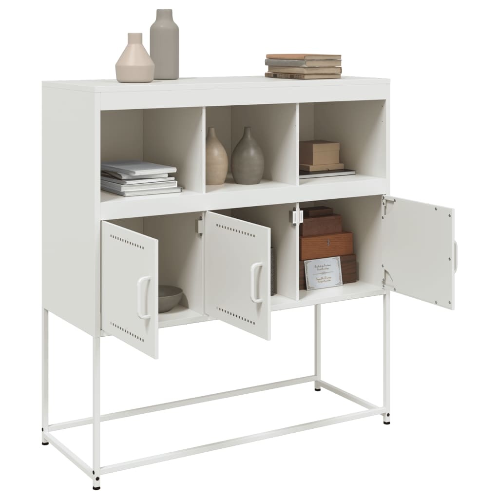 VidaXL Dressoir 100,5x39x107 cm koudgewalst staal wit