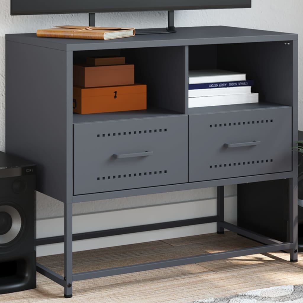 VidaXL Tv-meubel 68x39x60,5 cm staal antracietkleurig
