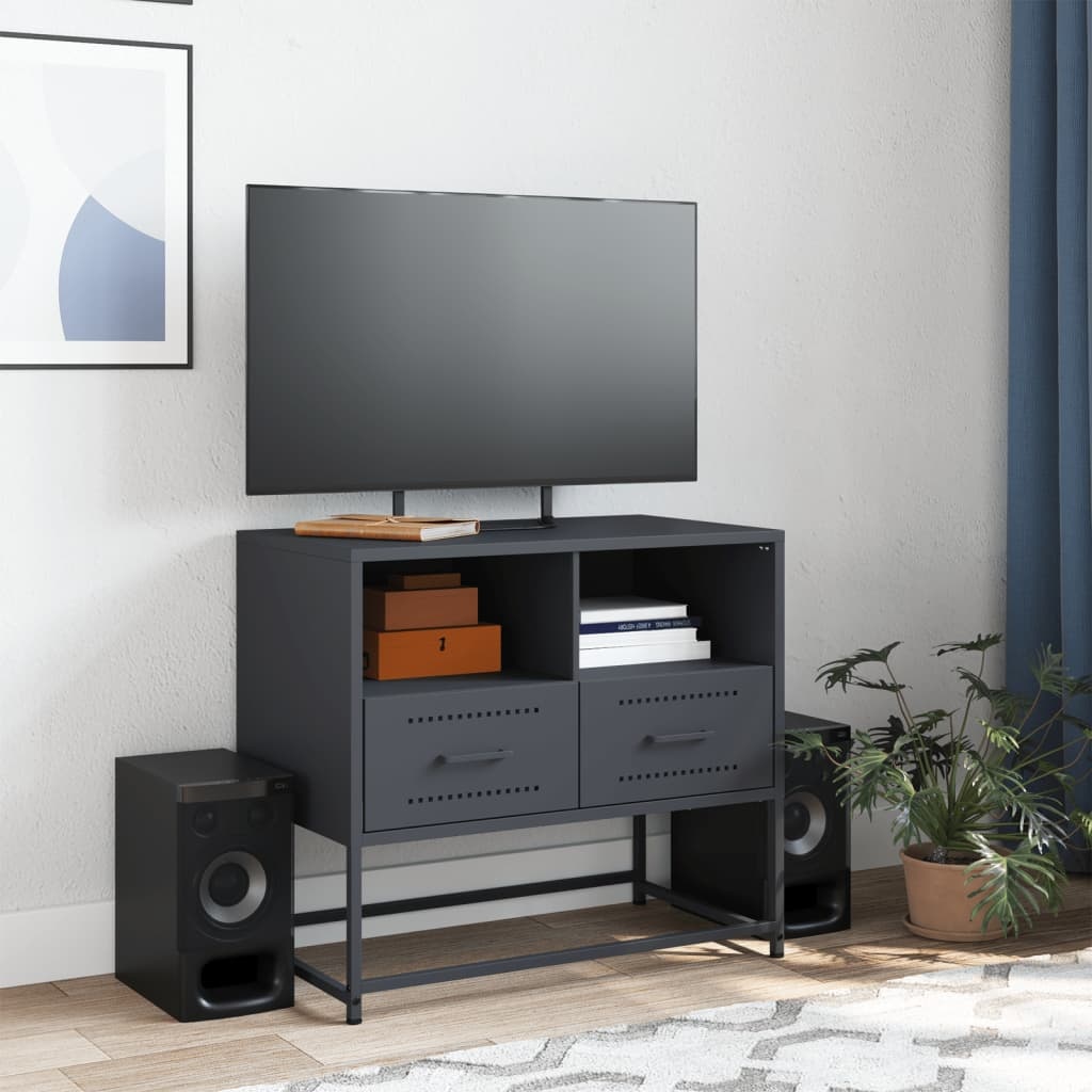 VidaXL Tv-meubel 68x39x60,5 cm staal antracietkleurig