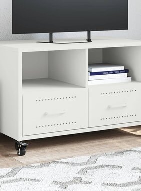 VidaXL Tv-meubel 68x39x43,5 cm koudgewalst staal wit
