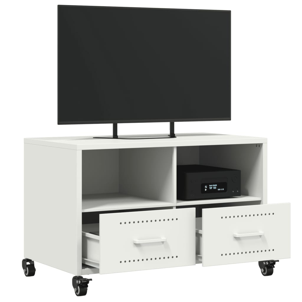 VidaXL Tv-meubel 68x39x43,5 cm koudgewalst staal wit