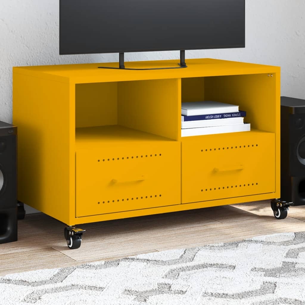 VidaXL Tv-meubel 68x39x43,5 cm koudgewalst staal mosterdgeel