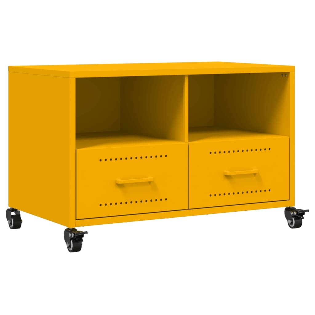 VidaXL Tv-meubel 68x39x43,5 cm koudgewalst staal mosterdgeel