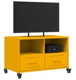 VidaXL Tv-meubel 68x39x43,5 cm koudgewalst staal mosterdgeel
