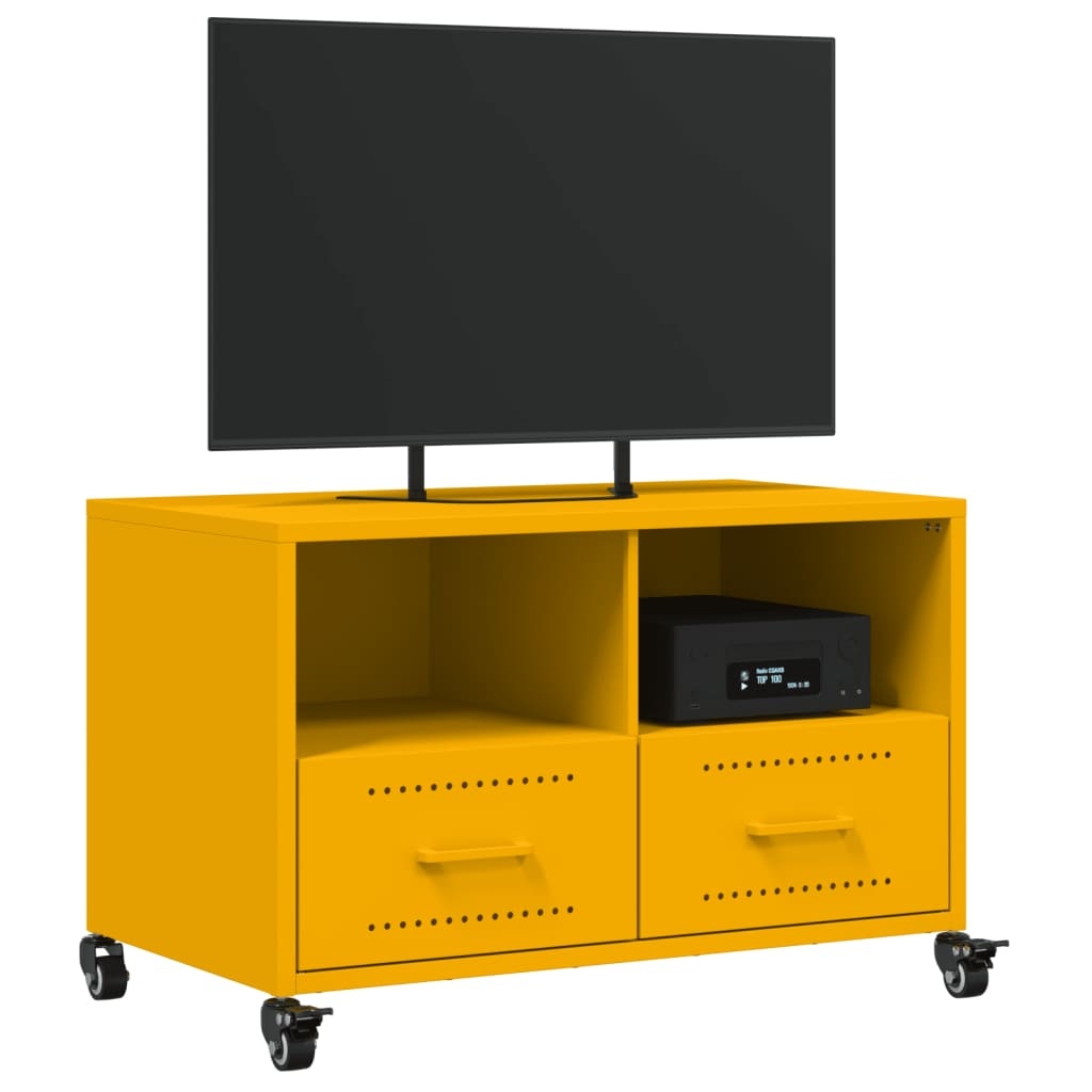 VidaXL Tv-meubel 68x39x43,5 cm koudgewalst staal mosterdgeel
