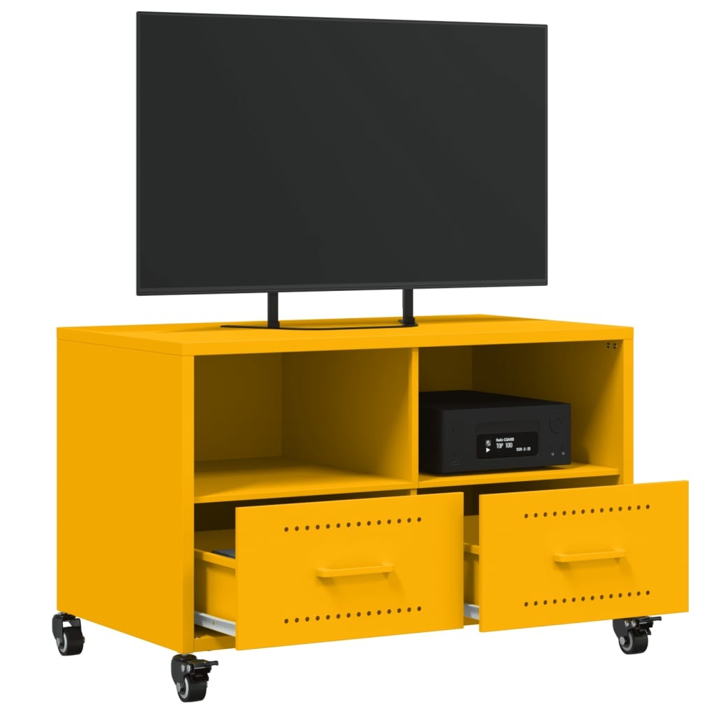 VidaXL Tv-meubel 68x39x43,5 cm koudgewalst staal mosterdgeel
