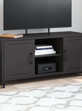 VidaXL Tv-meubel 100,5x39x43,5 cm koudgewalst staal zwart