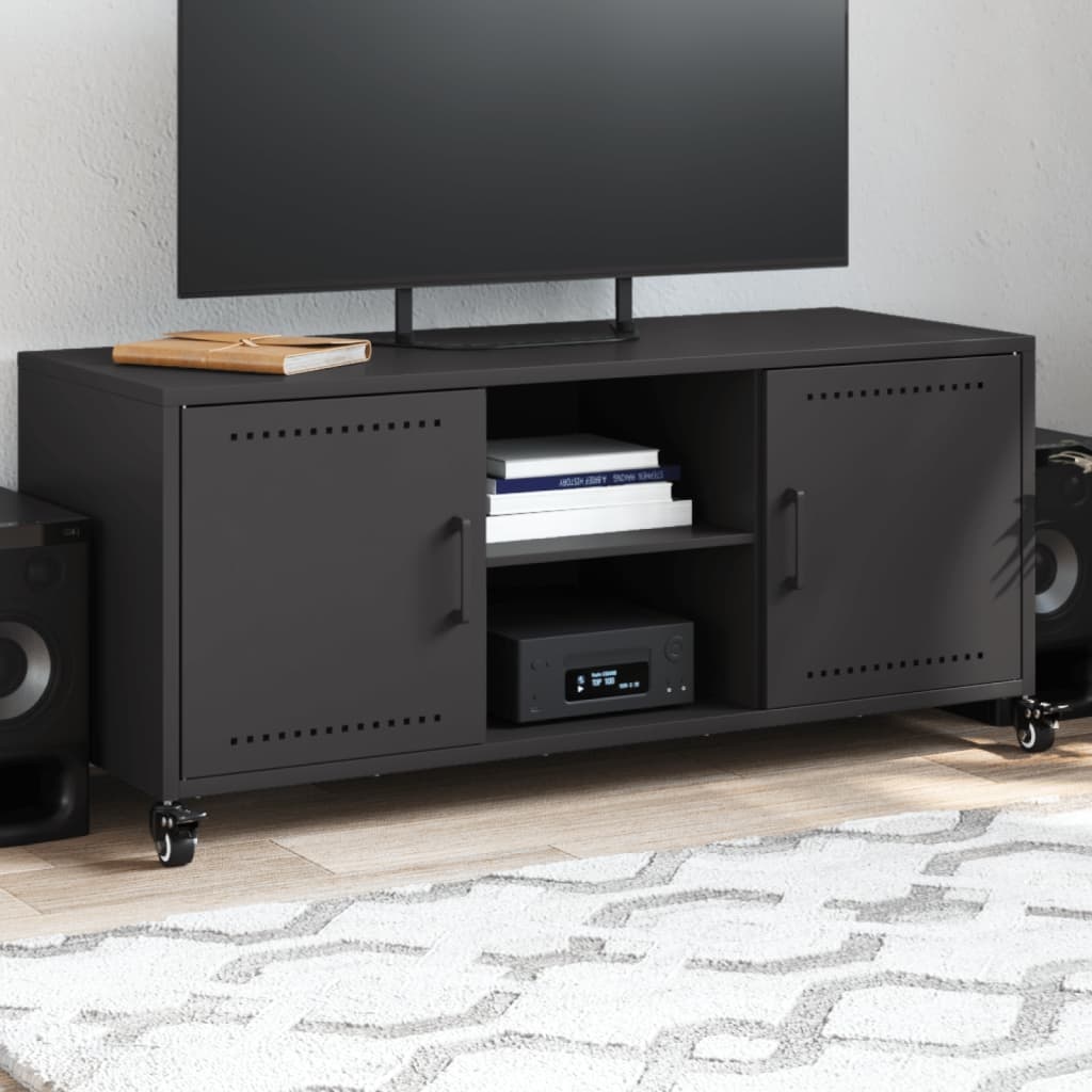 VidaXL Tv-meubel 100,5x39x43,5 cm koudgewalst staal zwart