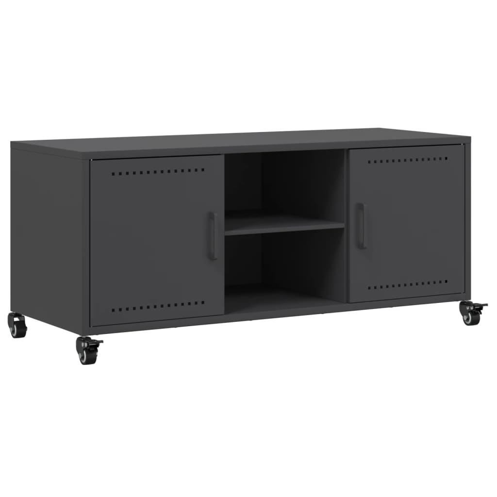 VidaXL Tv-meubel 100,5x39x43,5 cm koudgewalst staal zwart