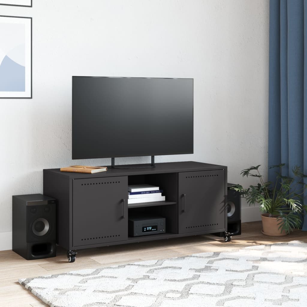 VidaXL Tv-meubel 100,5x39x43,5 cm koudgewalst staal zwart