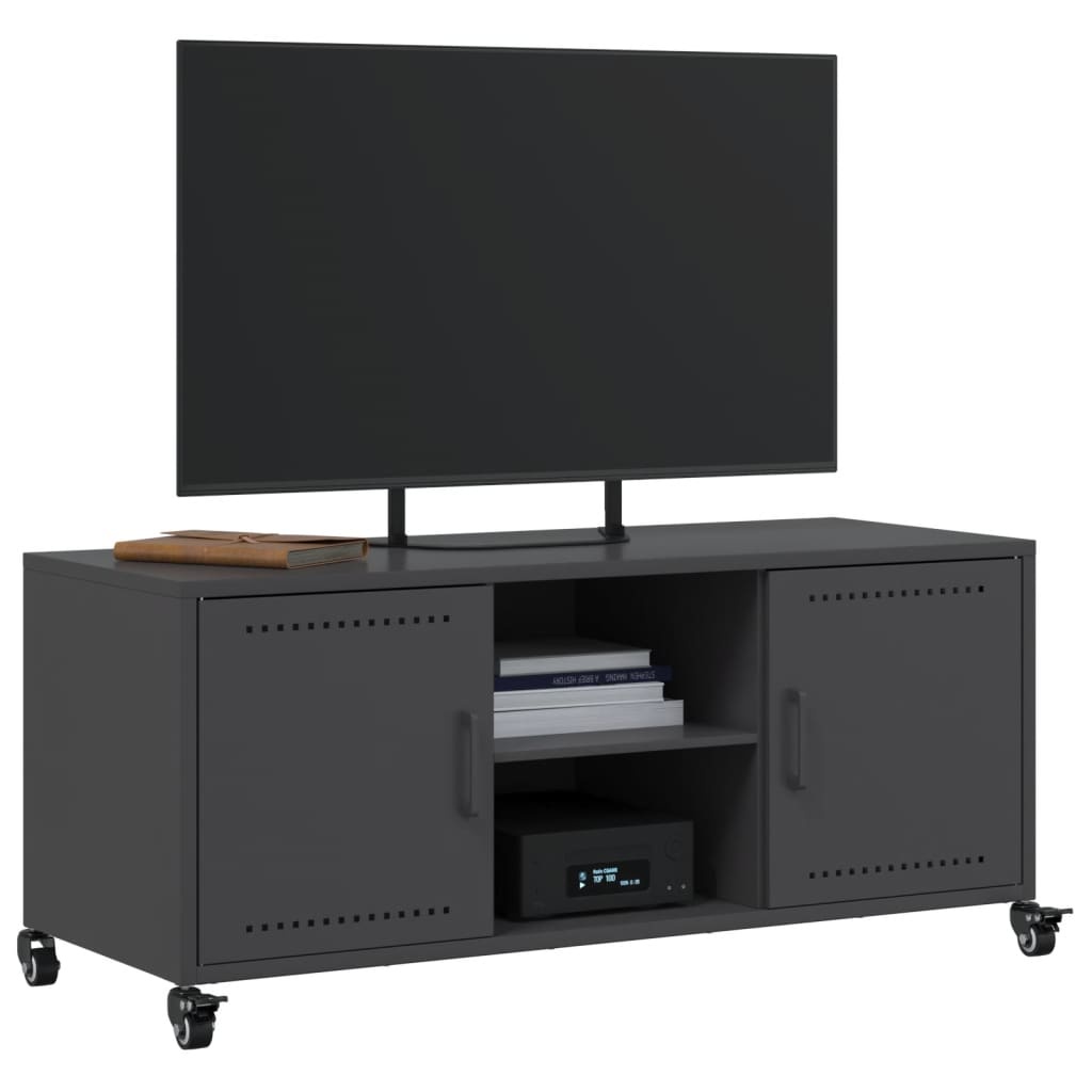 VidaXL Tv-meubel 100,5x39x43,5 cm koudgewalst staal zwart