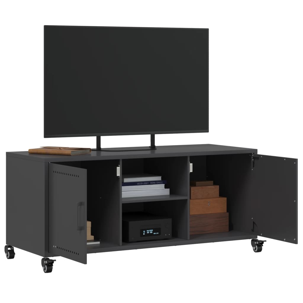 VidaXL Tv-meubel 100,5x39x43,5 cm koudgewalst staal zwart