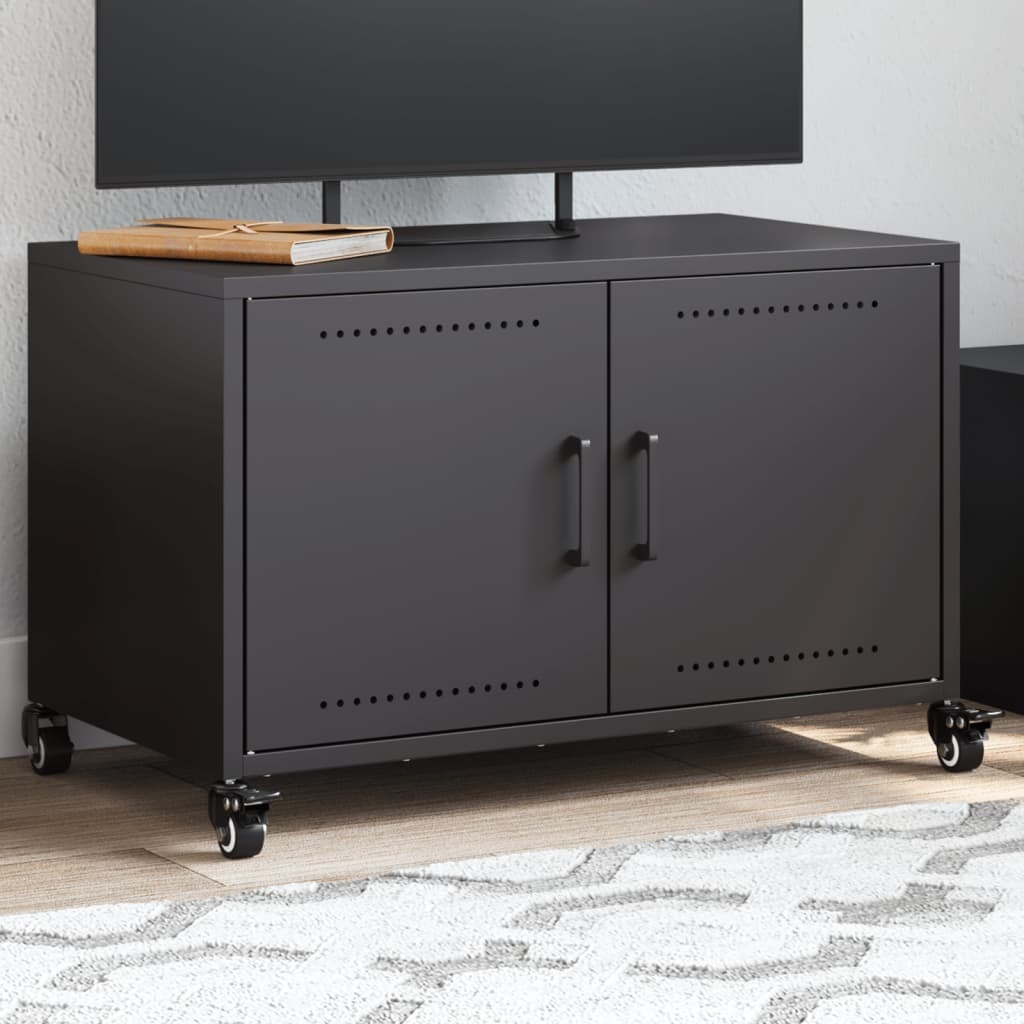 VidaXL Tv-meubel 68x39x43,5 cm koudgewalst staal zwart