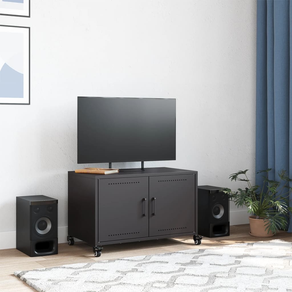 VidaXL Tv-meubel 68x39x43,5 cm koudgewalst staal zwart