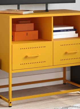 VidaXL Tv-meubel 68x39x60,5 cm staal mosterdgeel