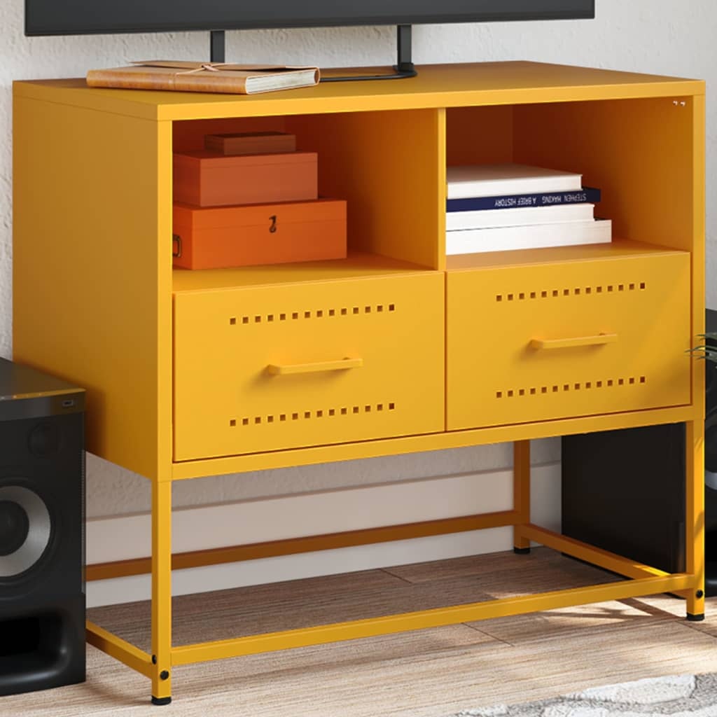 VidaXL Tv-meubel 68x39x60,5 cm staal mosterdgeel