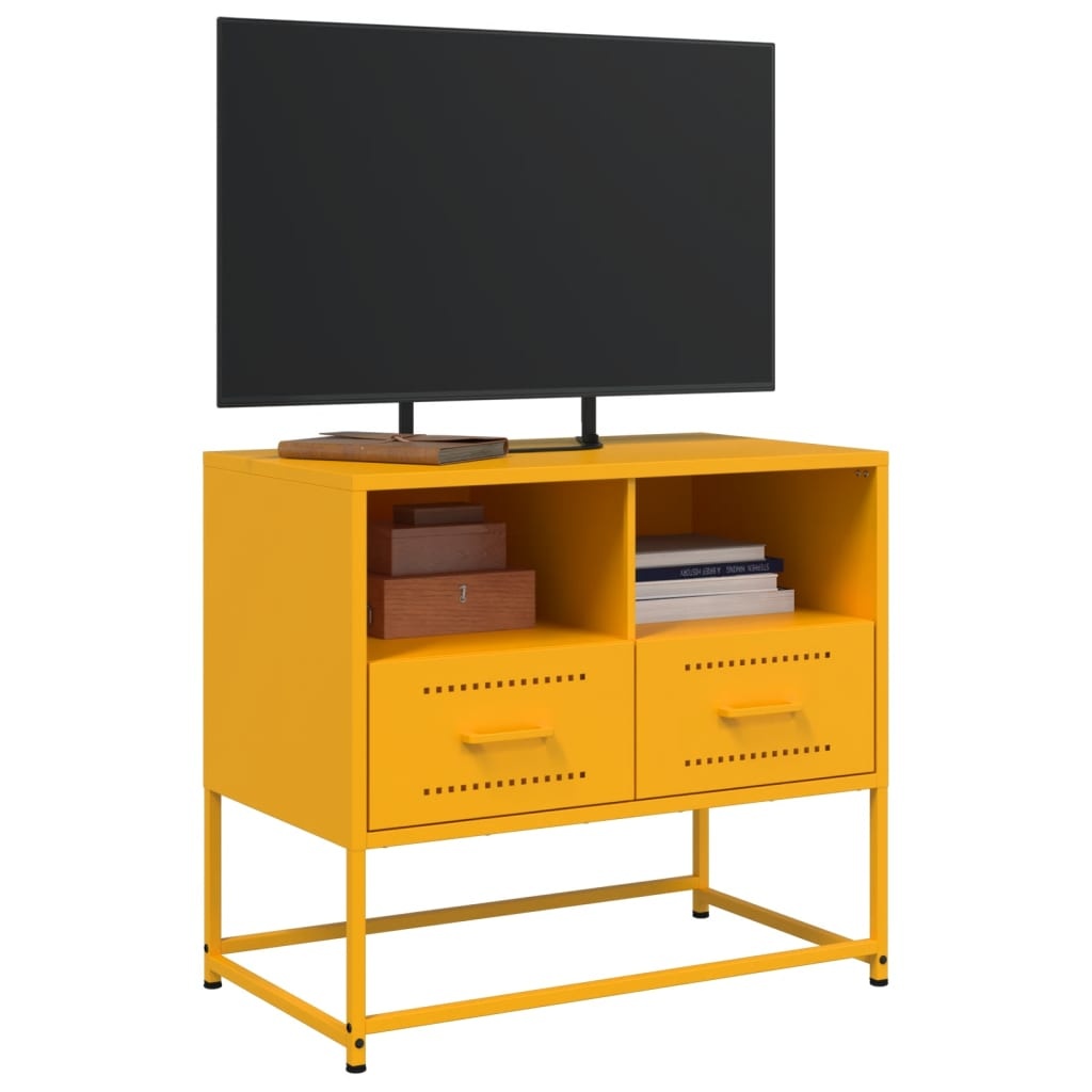 VidaXL Tv-meubel 68x39x60,5 cm staal mosterdgeel