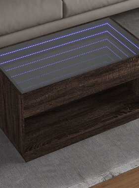 VidaXL Salontafel met Infinity LED 90x50x50 cm bruin eikenkleurig