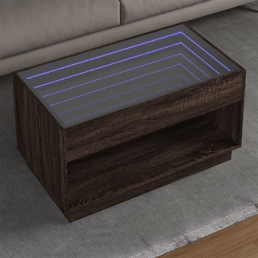 VidaXL Salontafel met Infinity LED 90x50x50 cm bruin eikenkleurig