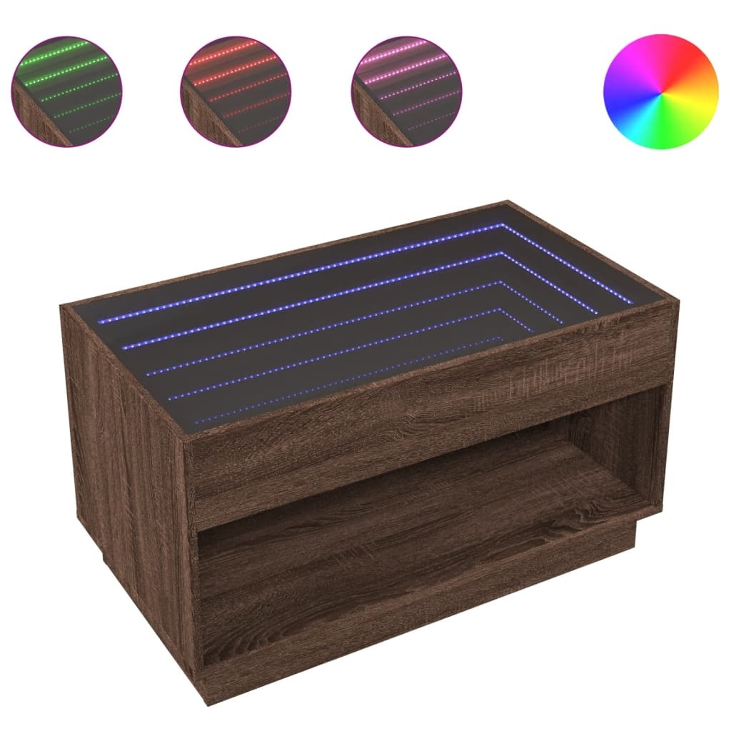 VidaXL Salontafel met Infinity LED 90x50x50 cm bruin eikenkleurig