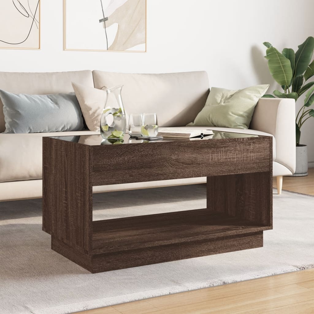 VidaXL Salontafel met Infinity LED 90x50x50 cm bruin eikenkleurig