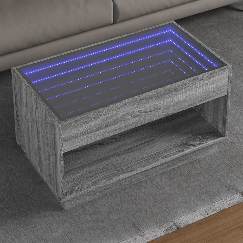 VidaXL Salontafel met Infinity LED 90x50x50 cm grijs sonoma eikenkleur