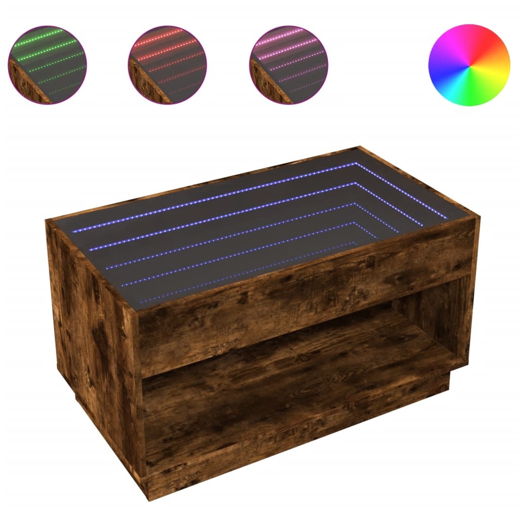 VidaXL Salontafel met Infinity LED 90x50x50 cm gerookt eikenkleurig