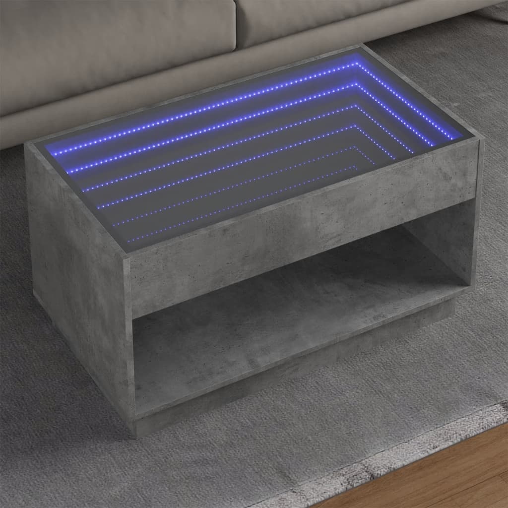 VidaXL Salontafel met Infinity LED 90x50x50 cm betongrijs
