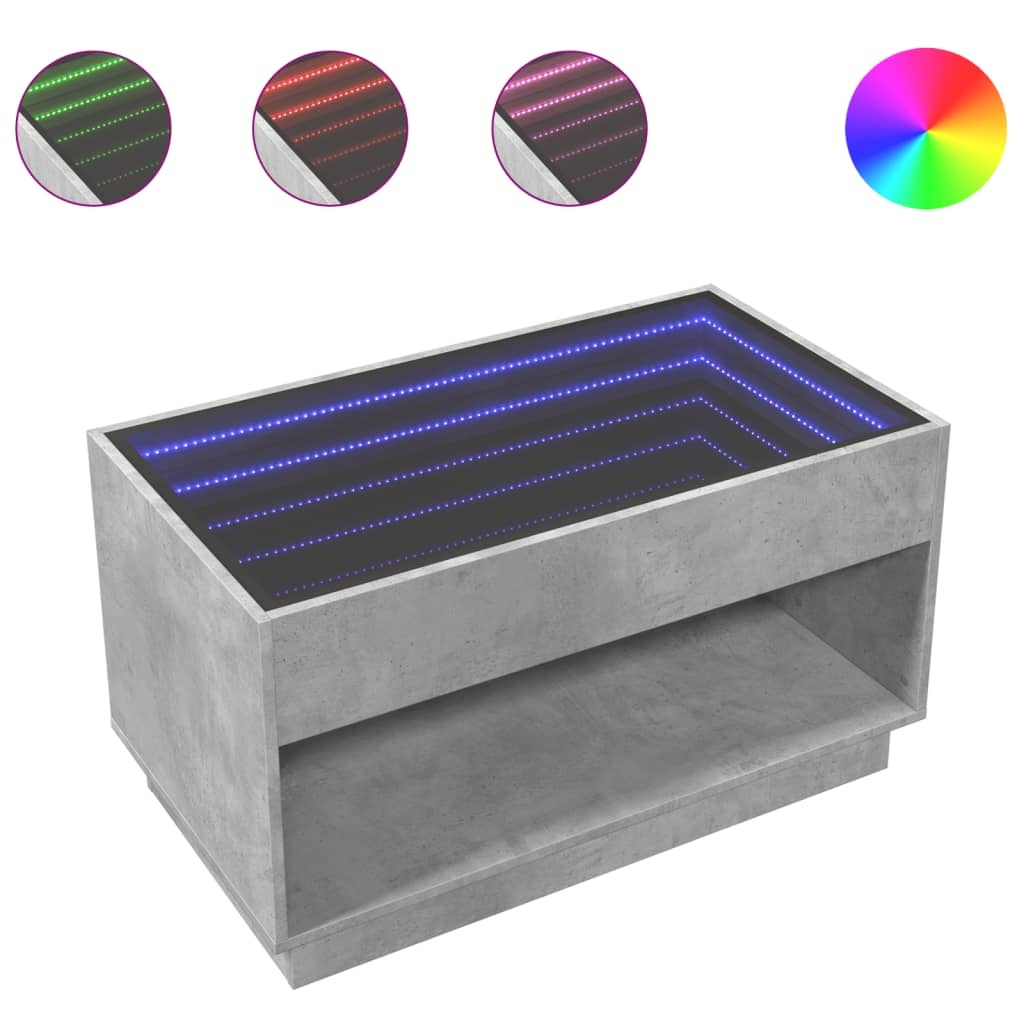 VidaXL Salontafel met Infinity LED 90x50x50 cm betongrijs