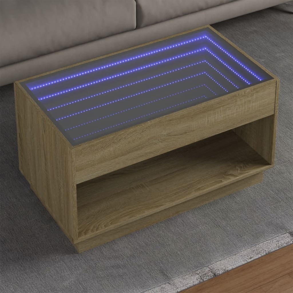 VidaXL Salontafel met Infinity LED 90x50x50 cm sonoma eikenkleurig