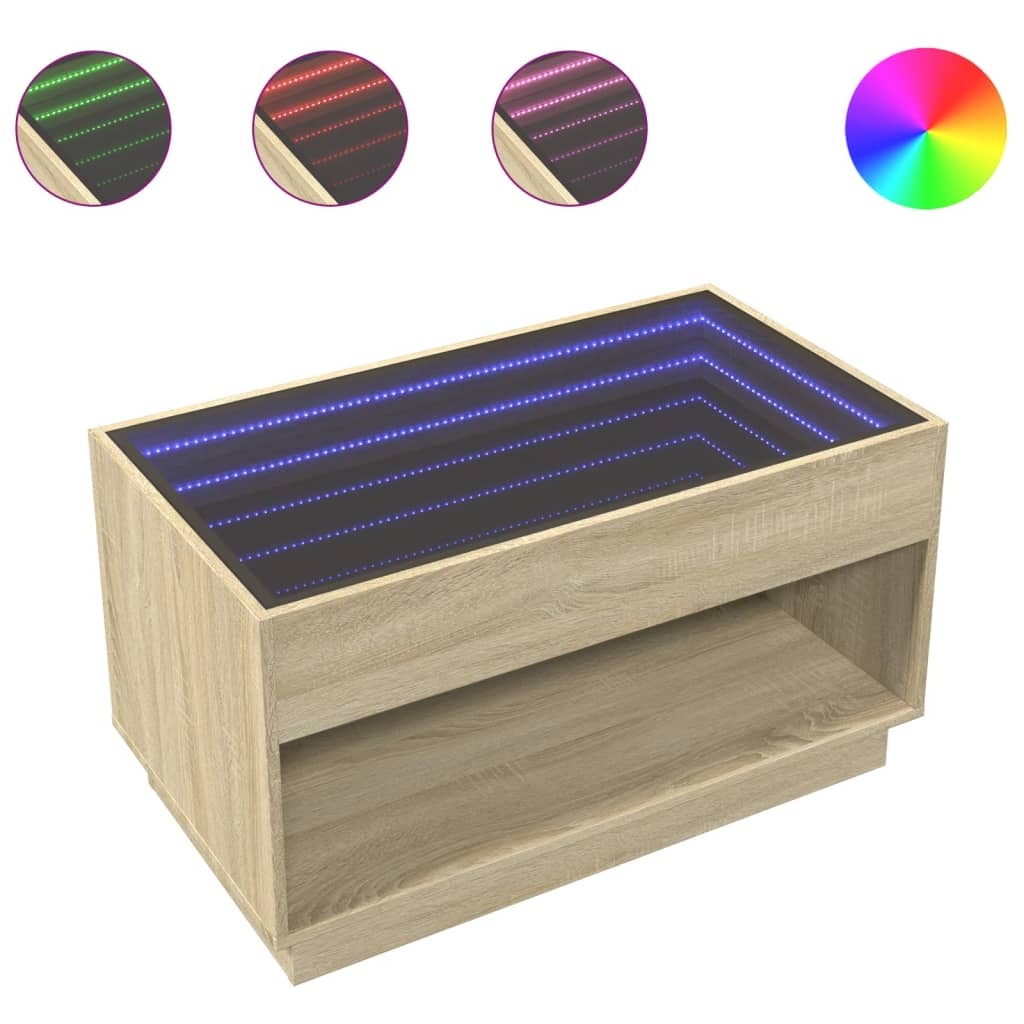 VidaXL Salontafel met Infinity LED 90x50x50 cm sonoma eikenkleurig
