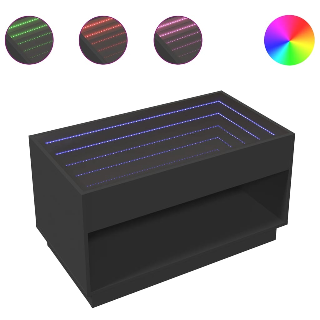 VidaXL Salontafel met Infinity LED 90x50x50 cm zwart