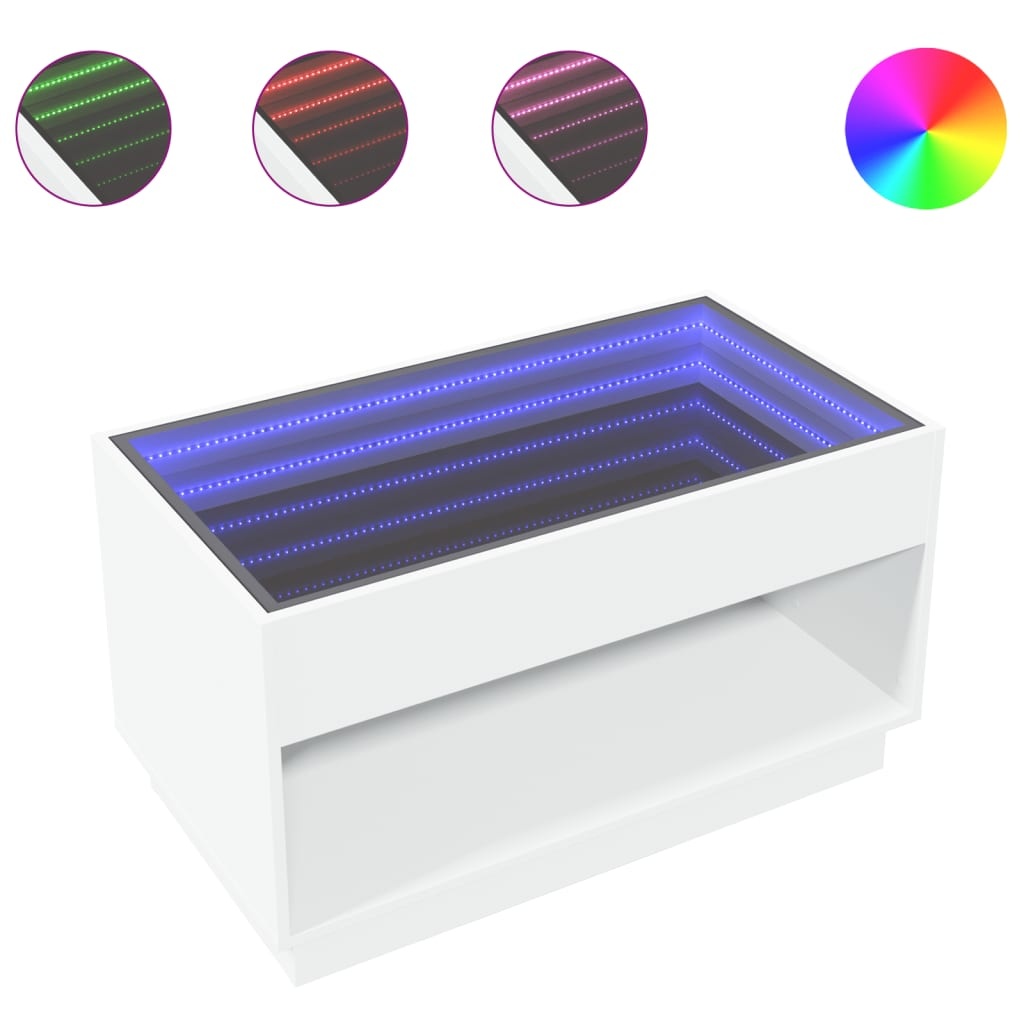 VidaXL Salontafel met Infinity LED 90x50x50 cm wit