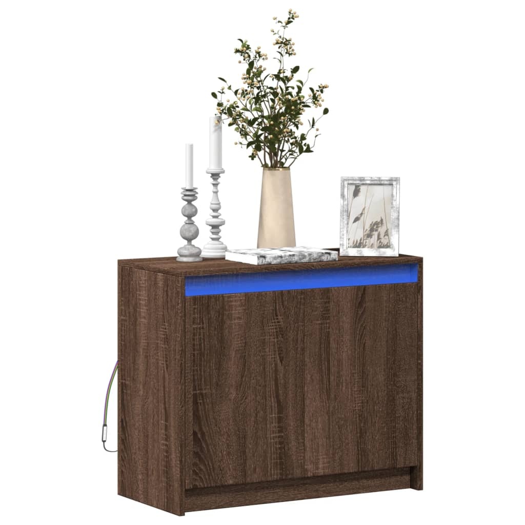 VidaXL Dressoir met LED 72x34x61 cm bewerkt hout bruin eikenkleur