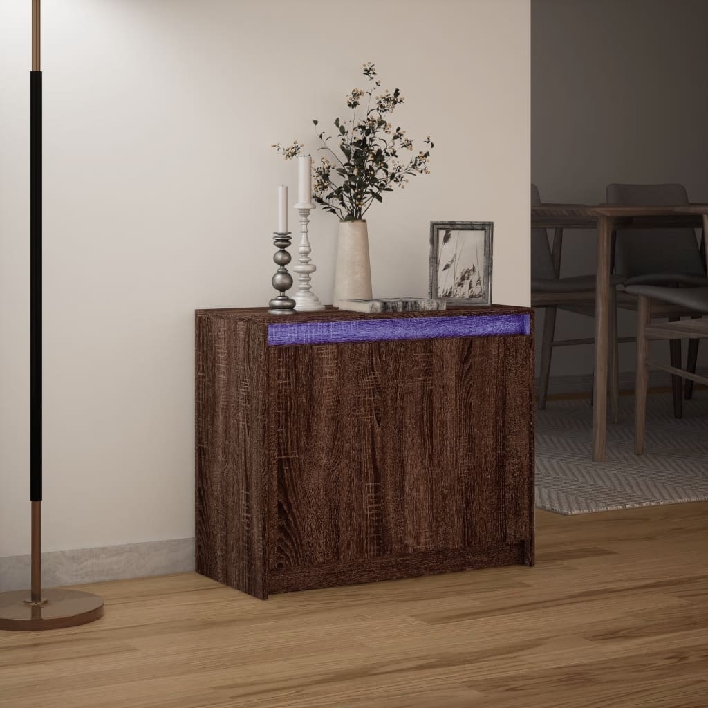 VidaXL Dressoir met LED 72x34x61 cm bewerkt hout bruin eikenkleur