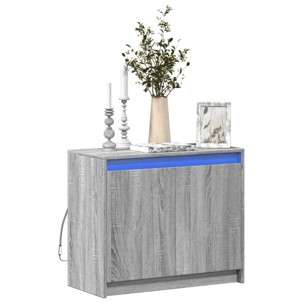 VidaXL Dressoir met LED 72x34x61 cm bewerkt hout grijs sonoma eiken