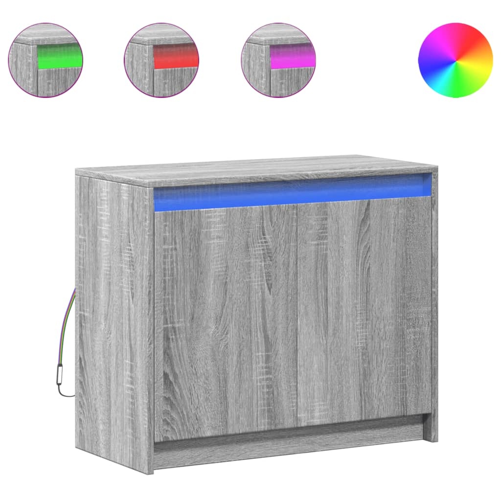VidaXL Dressoir met LED 72x34x61 cm bewerkt hout grijs sonoma eiken