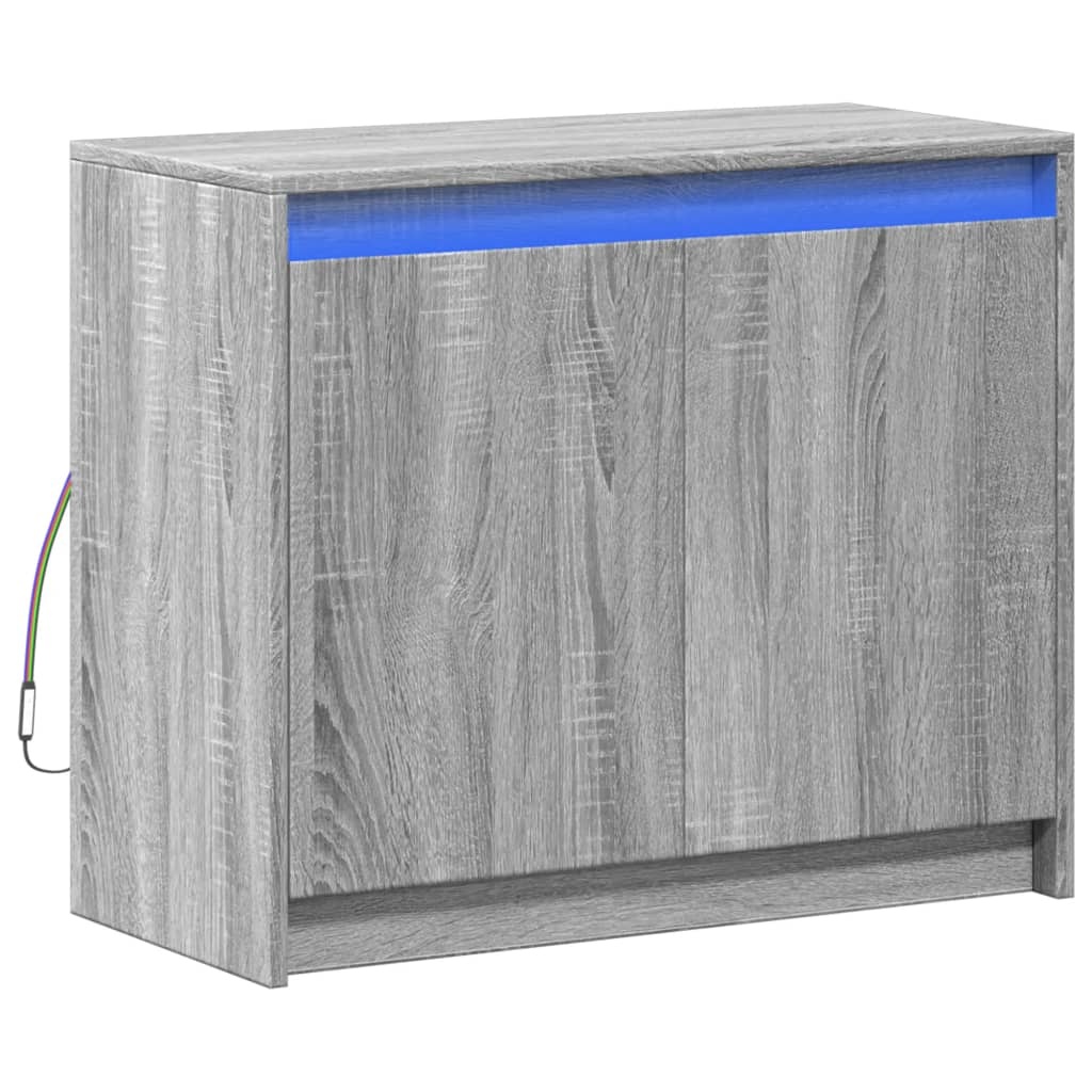 VidaXL Dressoir met LED 72x34x61 cm bewerkt hout grijs sonoma eiken