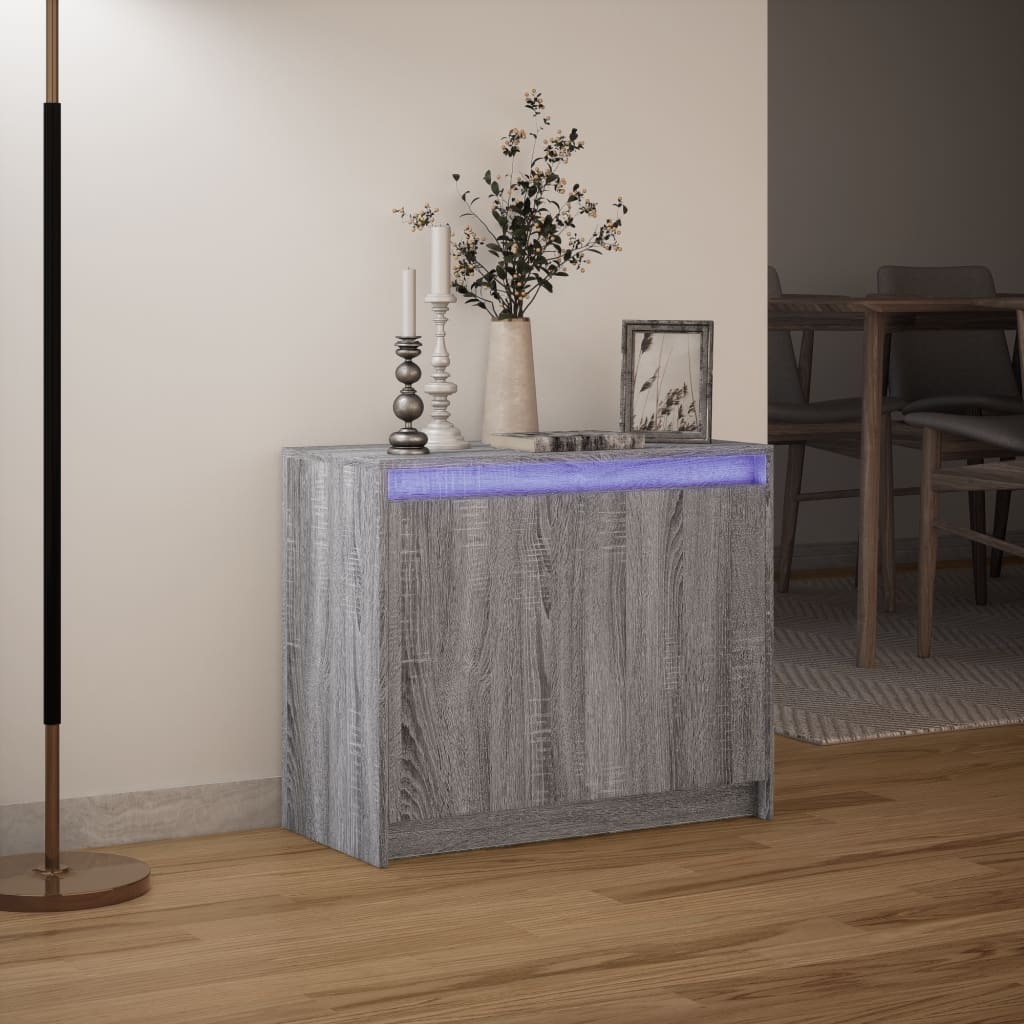 VidaXL Dressoir met LED 72x34x61 cm bewerkt hout grijs sonoma eiken