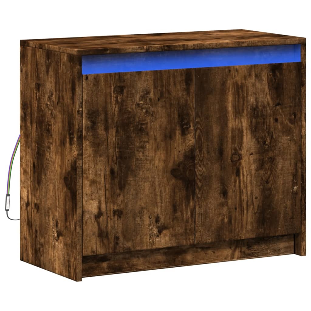 VidaXL Dressoir met LED 72x34x61 cm bewerkt hout gerookt eikenkleurig