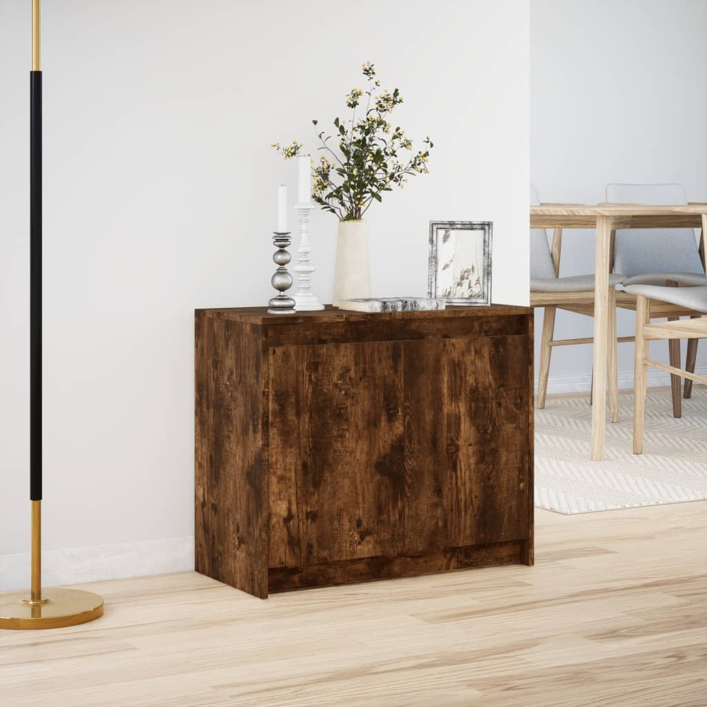 VidaXL Dressoir met LED 72x34x61 cm bewerkt hout gerookt eikenkleurig